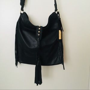 Rihanna River Island Black Leather Purse Bag